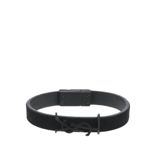 Schwarzes Armband mit Logo-Plakette Saint Laurent