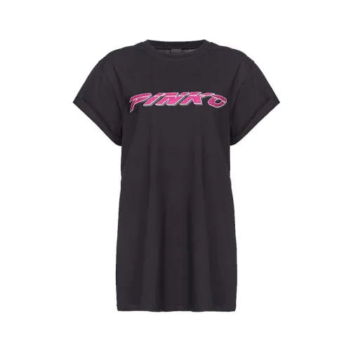 Schwarzes Baumwoll-Jersey T-Shirt Telesto Pinko