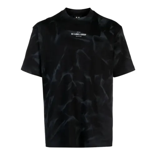 Schwarzes Baumwoll-T-Shirt mit Front- und Rückendruck,T-Shirts 44 Label Group