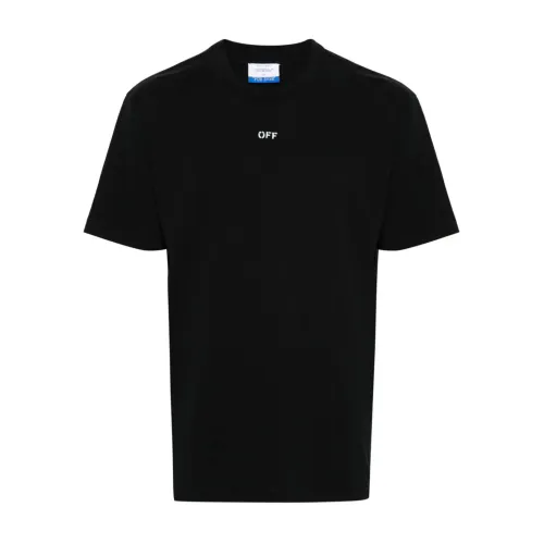 Schwarzes Grafikdruck Baumwoll T-shirt Off White