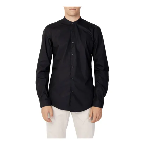Schwarzes Hemd mit Mandarin-Kragen und Knöpfen Antony Morato
