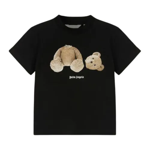 Schwarzes Kinder T-Shirt mit Multicolor Teddy Logo Palm Angels
