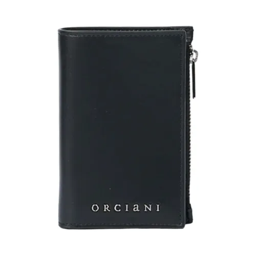 Schwarzes Leder-Vertikal-Portemonnaie mit RFID-Schutz Orciani