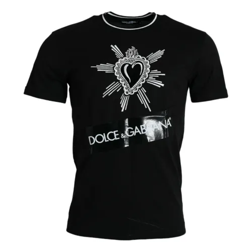 Schwarzes Sacred Heart Crew Neck T-Shirt Dolce & Gabbana