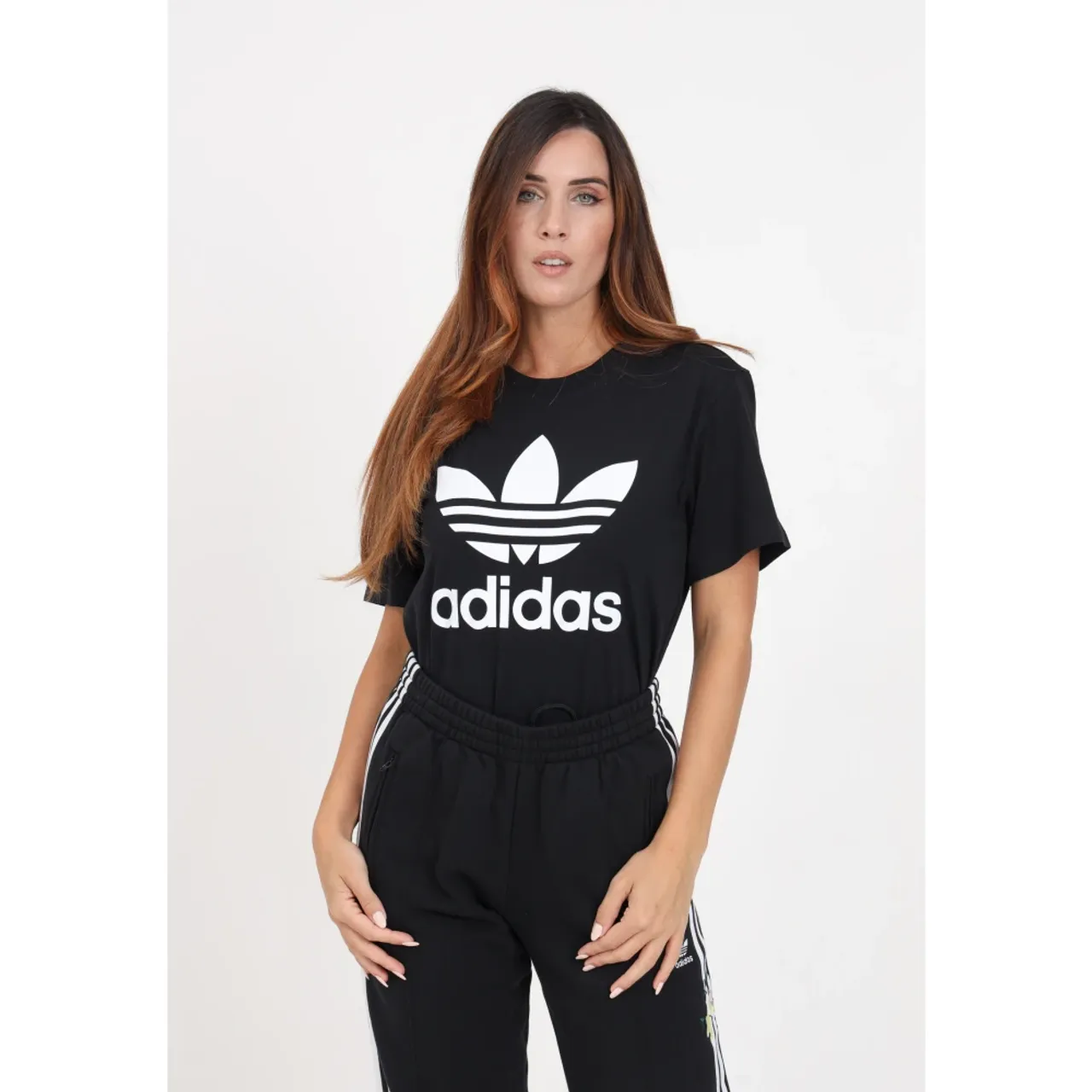 Schwarzes sportliches T-Shirt mit Logo-Print Adidas Originals