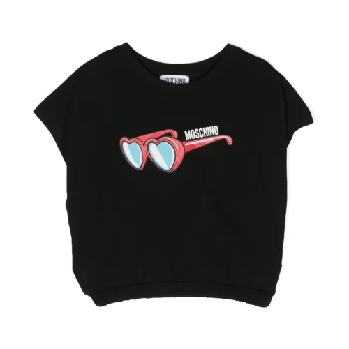 Schwarzes T-Shirt mit Logo-Print und Rundhalsausschnitt Moschino