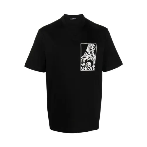 Schwarzes T-Shirt mit Logo-Print Versace