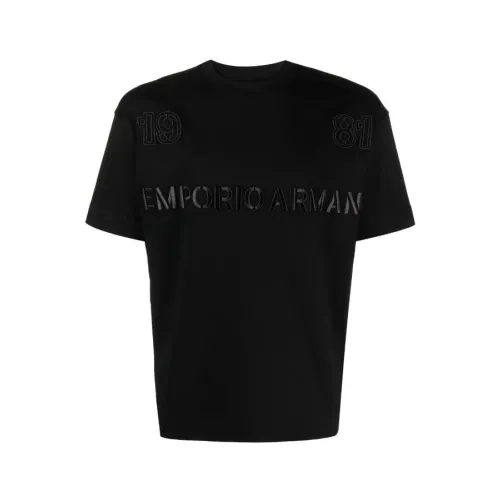 Schwarzes T-Shirt mit Stickerei Emporio Armani