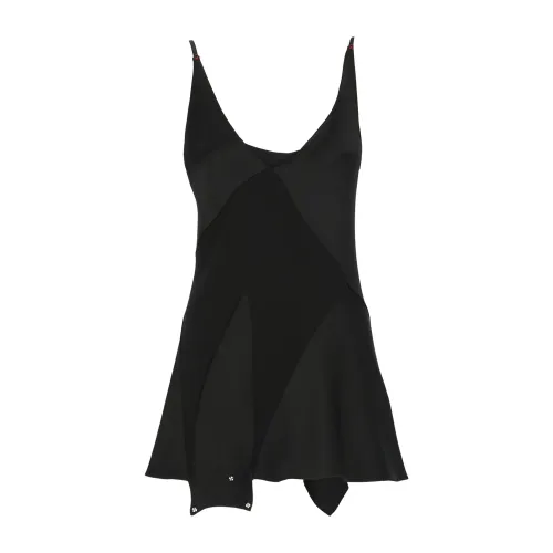 Schwarzes Viskose-Minikleid mit Asymmetrischem Saum Maison Margiela