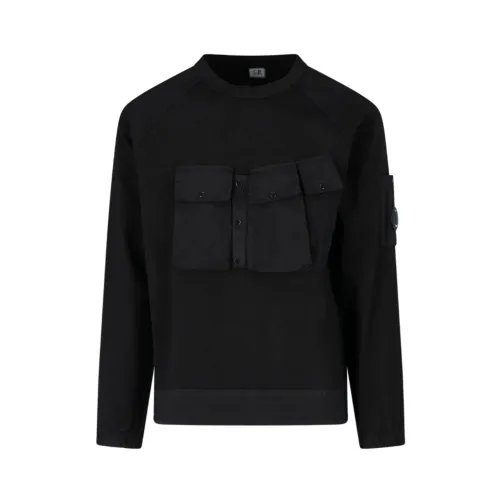 Schwerer Jersey-Mix-Sweatshirt mit verstellbarem Saum und technischen Brusttaschen C.p. Company