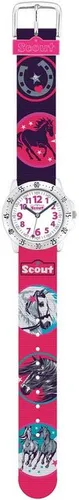 Scout Quarzuhr Achtion Girls, 280378015, Pferdeuhr, Lernuhr, Pferdemotiv, ideal auch als Geschenk