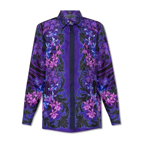Seidenbedrucktes Hemd mit Orchidea Barocco-Print Versace