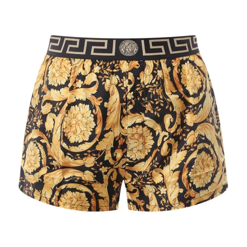 Seidene Pyjama-Shorts mit Barocco-Print Versace