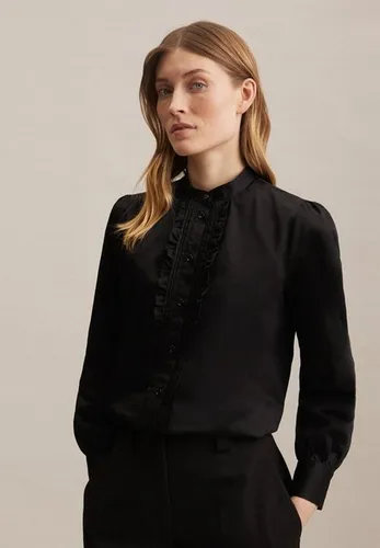 seidensticker Klassische Bluse Schwarze Rose Langarm Kragen Uni glänzend