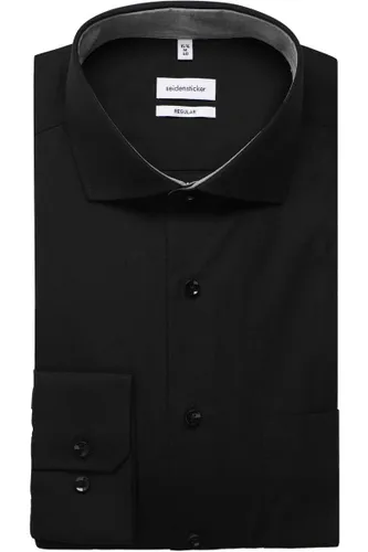Seidensticker Regular Fit Hemd schwarz, Einfarbig