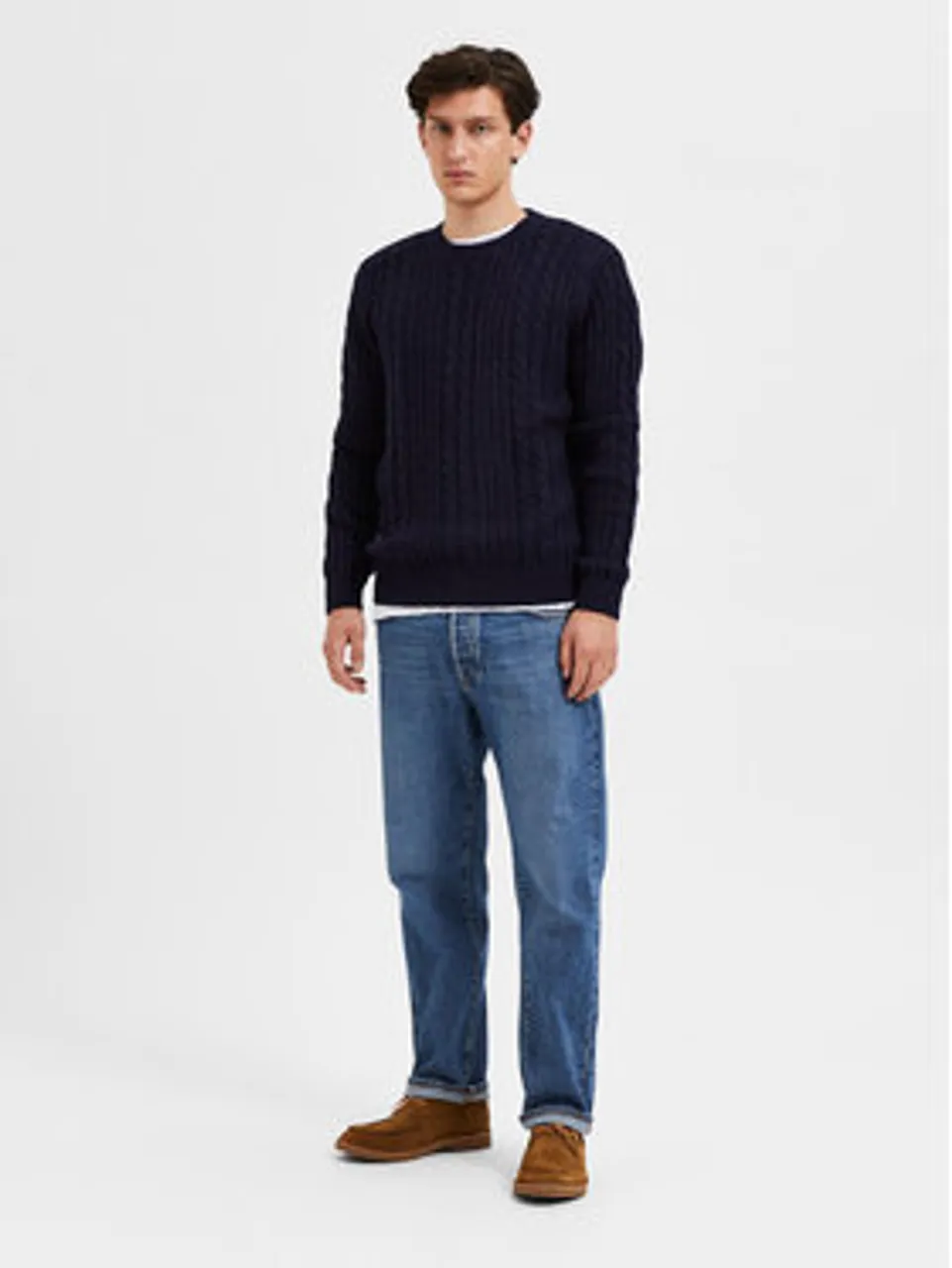 Selected Homme Pullover Henry 16086685 Dunkelblau Relaxed Fit