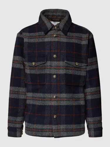 SELECTED HOMME Relaxed Fit Overshirt mit Tartan-Karo in Marine