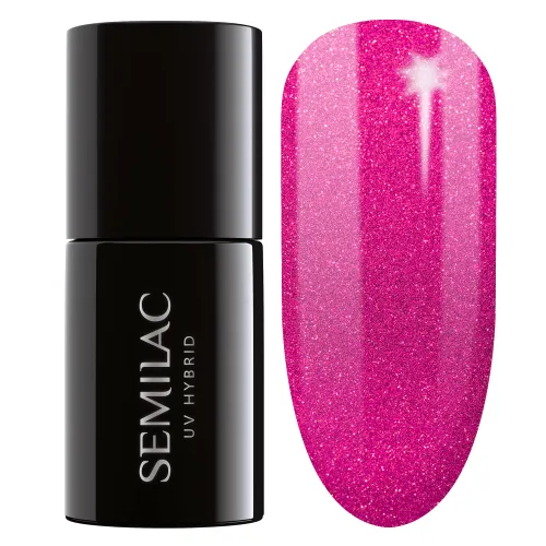 Semilac UV Nagellack Hybrid 348 Charming Ruby Glitter 7ml