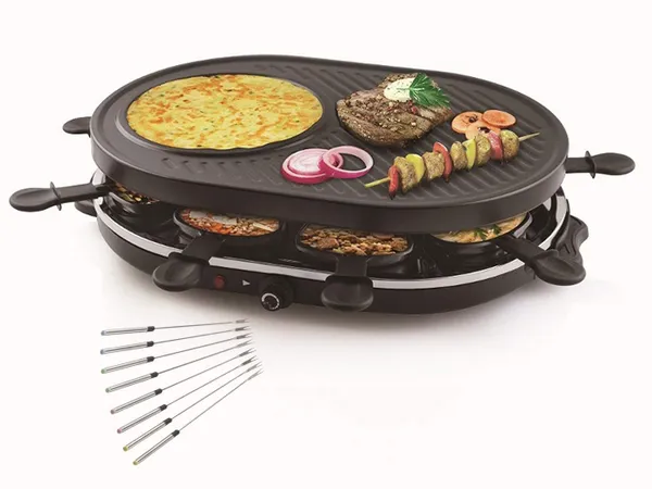 Setpoint Raclette, Gerät für 2-8 Personen, ovaler Elektro Tischgrill groß Crepesmaker