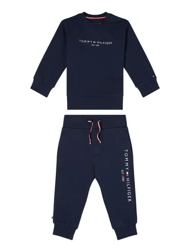 Shirt & Hose TOMMY HILFIGER "BABY ESSENTIAL CREWSUIT" Gr. 74, blau (dunkelblau) Baby KOB Set-Artikel Outfits