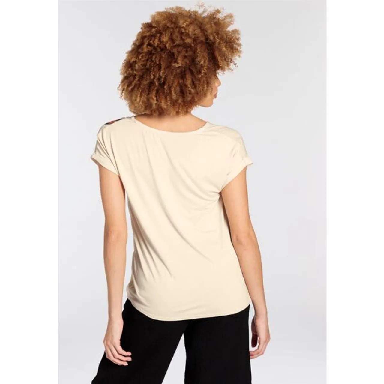 Shirtbluse BOYSEN'S Gr. 34, beige (sand) Damen Blusen ärmellose im modischen Design mit V-Ausschnitt - NEUE KOLLEKTION