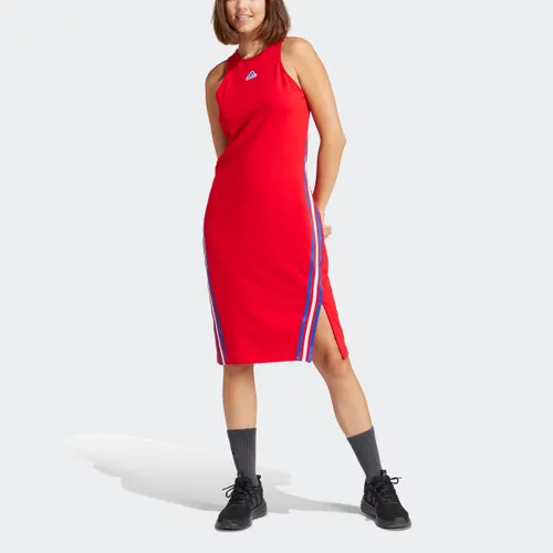 Shirtkleid ADIDAS SPORTSWEAR "W FI 3S DRESS" Gr. L, N-Gr, rot (better scarlet) Damen Kleider Freizeitkleider