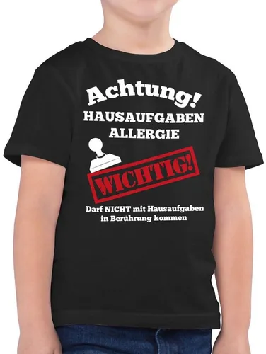 Shirtracer T-Shirt Achtung Hausaufgaben Allergie Einschulung Junge Schulanfang Geschenke