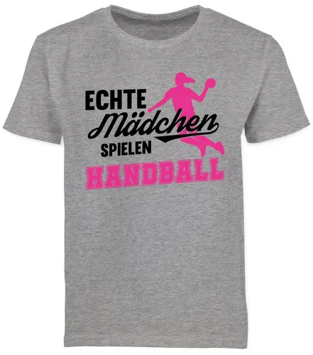 Shirtracer T-Shirt Echte Mädchen spielen Handball - Sprungwurf (1-tlg) Kinder Sport Kleidung