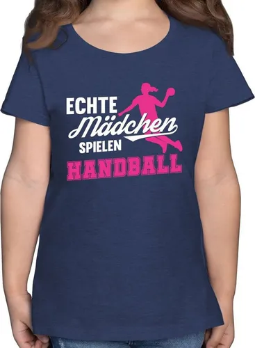 Shirtracer T-Shirt Echte Mädchen spielen Handball weiß / fuchsia Kinder Sport Kleidung