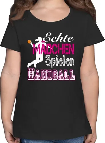 Shirtracer T-Shirt Echte Mädchen Spielen Handball weiß Kinder Sport Kleidung