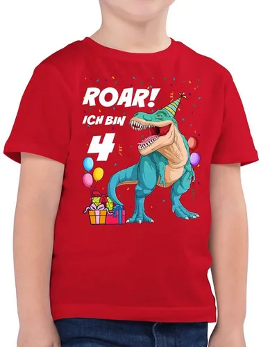 Shirtracer T-Shirt Ich bin 4 Jahre - T-Rex Dinosaurier Dino 4. Geburtstag