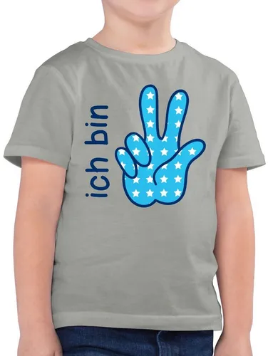 Shirtracer T-Shirt Ich bin drei Zeichensprache blau (1-tlg) 3. Geburtstag