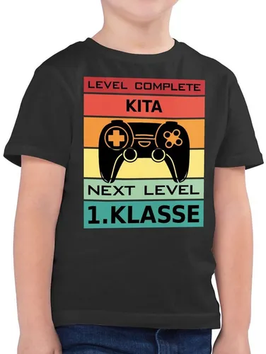 Shirtracer T-Shirt Level Complete Kita - Next Level 1. Klasse Einschulung Junge Schulanfang Geschenke