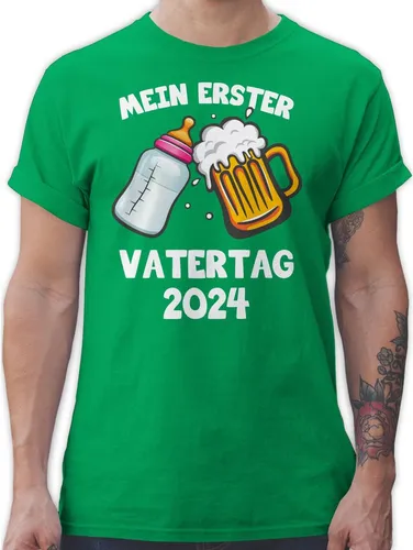 Shirtracer T-Shirt Mein erster Vatertag Bier und Milchflasche, Vater von Mädchen Vatertag Geschenk für Papa
