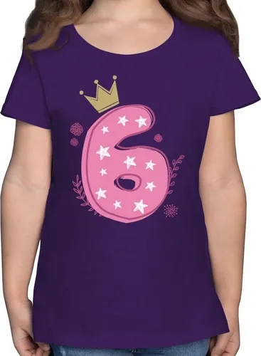 Shirtracer T-Shirt Sechster Mädchen Krone Sterne 6. Geburtstag
