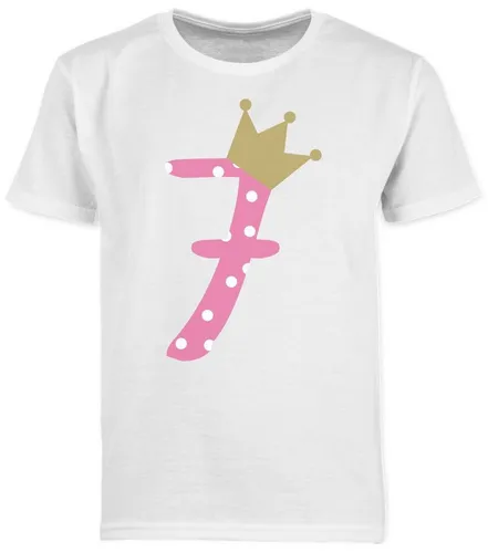 Shirtracer T-Shirt Sieben Krone Mädchen Siebter (1-tlg) 7. Geburtstag