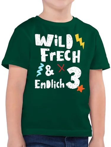 Shirtracer T-Shirt Wild frech und endlich 3 - Drei Jahre Wunderbar (1-tlg) 3. Geburtstag