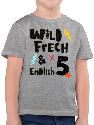 Shirtracer T-Shirt Wild frech und endlich 5 - Wunderbar fünf Jahre (1-tlg) 5. Geburtstag