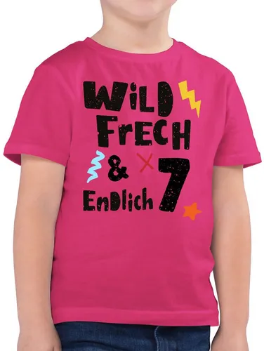 Shirtracer T-Shirt Wild frech und endlich 7 - Wunderbar sieben Jahre (1-tlg) 7. Geburtstag