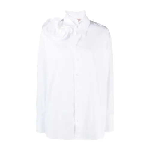 Shirts,Weiße Hemden mit Rosenapplikation Valentino Garavani