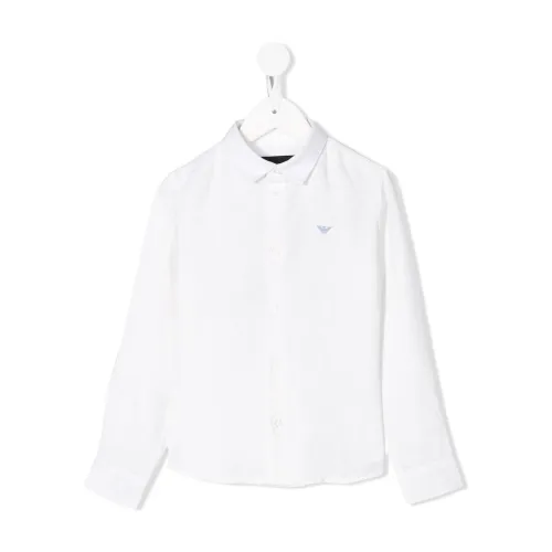 Shirts,Weißes Klassisches Leinenhemd Langarm Emporio Armani