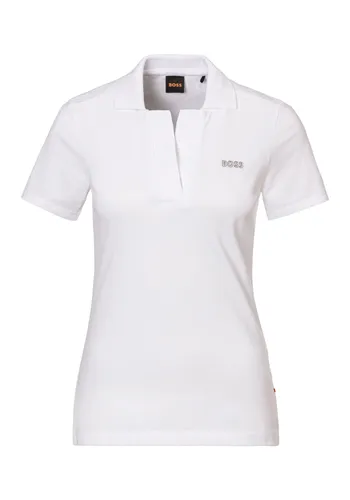 Shirttop BOSS ORANGE "C_Etri Premium Damenmode" Gr. M (38), weiß (white100) Damen Tops Shirttops mit Polokragen