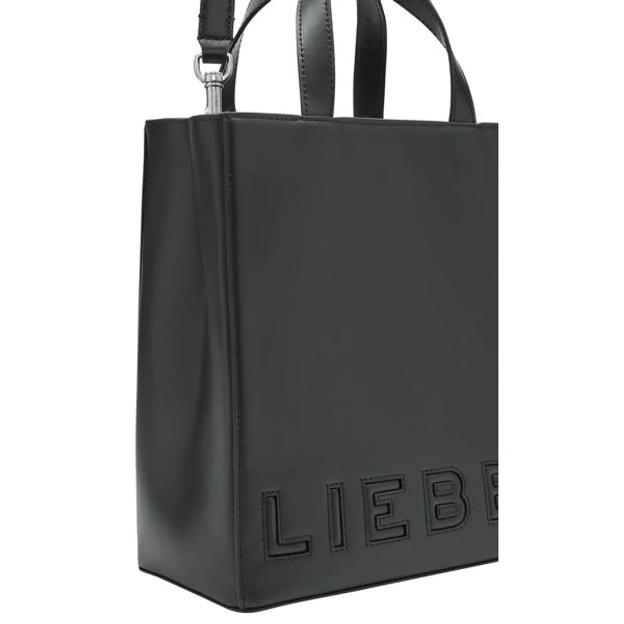 Shopper LIEBESKIND BERLIN "Paperbag S PAPER BAG LOGO CARTER" Gr. B/H/T: 22 cm x 25 cm x 12 cm, schwarz (black) Damen Taschen Handtaschen
