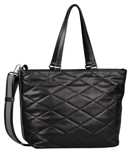 Shopper TOM TAILOR "Mica" Gr. B/H/T: 42 cm x 28 cm x 13,5 cm, schwarz Damen Taschen Handtaschen aus weich genarbtem Lederimitat mit klassischer Rauten...