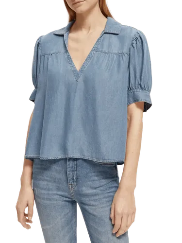 Short sleeved feminine indigo shirt - Größe 42 - Multicolor - Frau - Hemd - Scotch & Soda