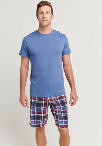 Shorty JOCKEY "Night & Day" Gr. XXL, blau (blue check) Herren Homewear-Sets Pyjamas mit Seitennahttaschen und elastischem Bund
