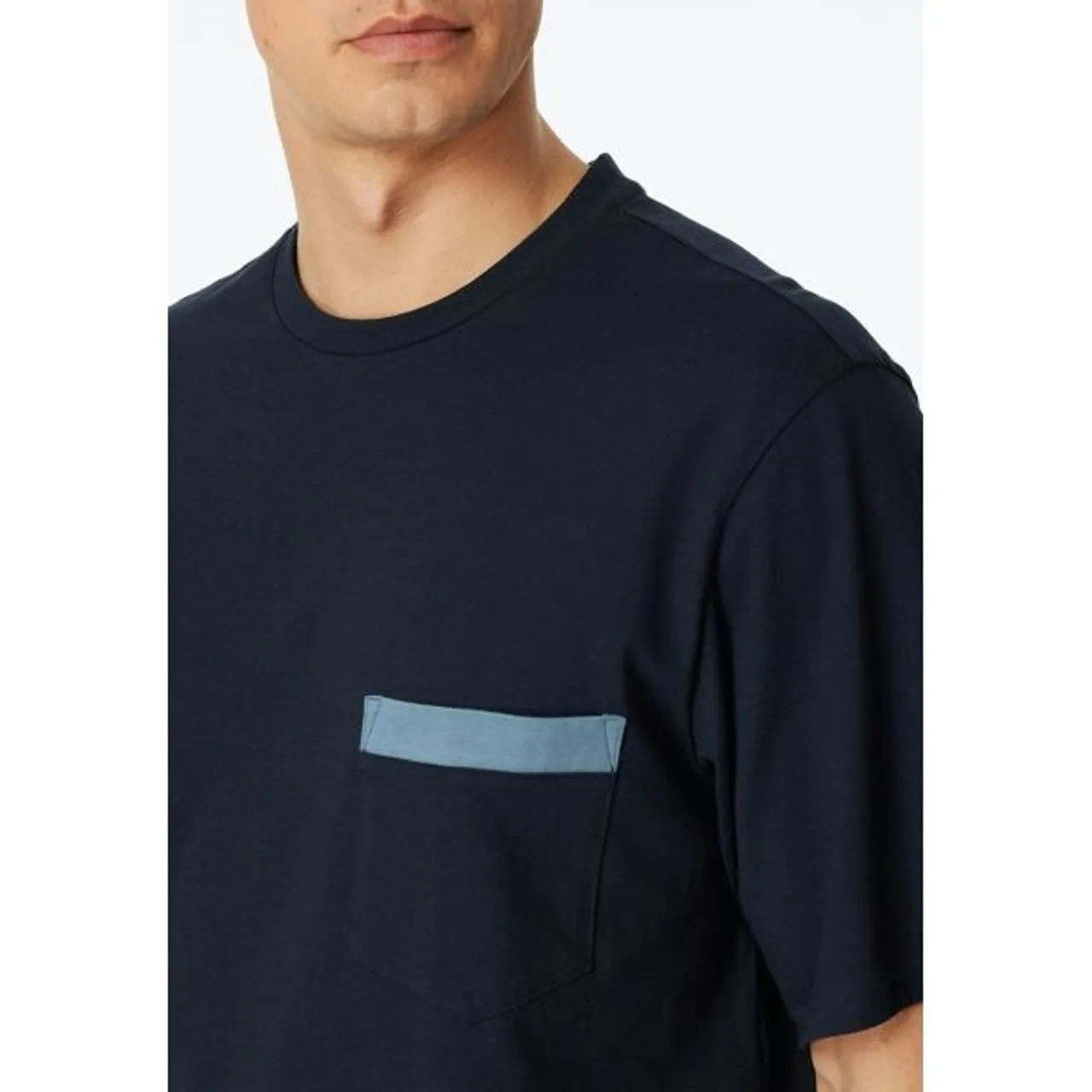 Shorty SCHIESSER ""Comfort Nightwear"" Gr. 62 (5XL), blau (admiral) Herren Homewear-Sets Pyjamas