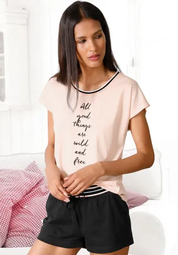 Shorty S.OLIVER Gr. 32/34, schwarz (hellrosa, schwarz) Damen Homewear-Sets Pyjamas