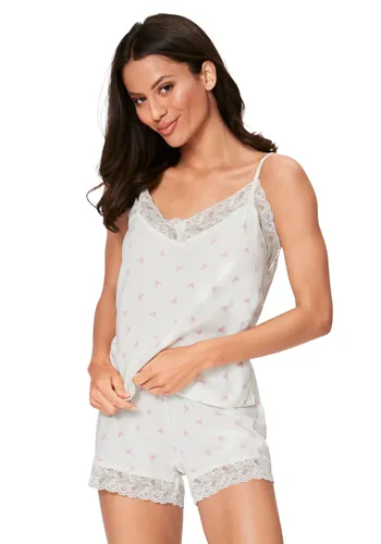 Shorty S.OLIVER Gr. 36/38, rosa (ecru, gemustert) Damen Homewear-Sets Pyjamas mit schönen Spitzendetails