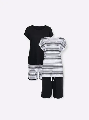 Shorty WÄSCHEPUR Gr. 40/42, schwarz-weiß (schwarz, weiß) Damen Homewear-Sets Pyjamas